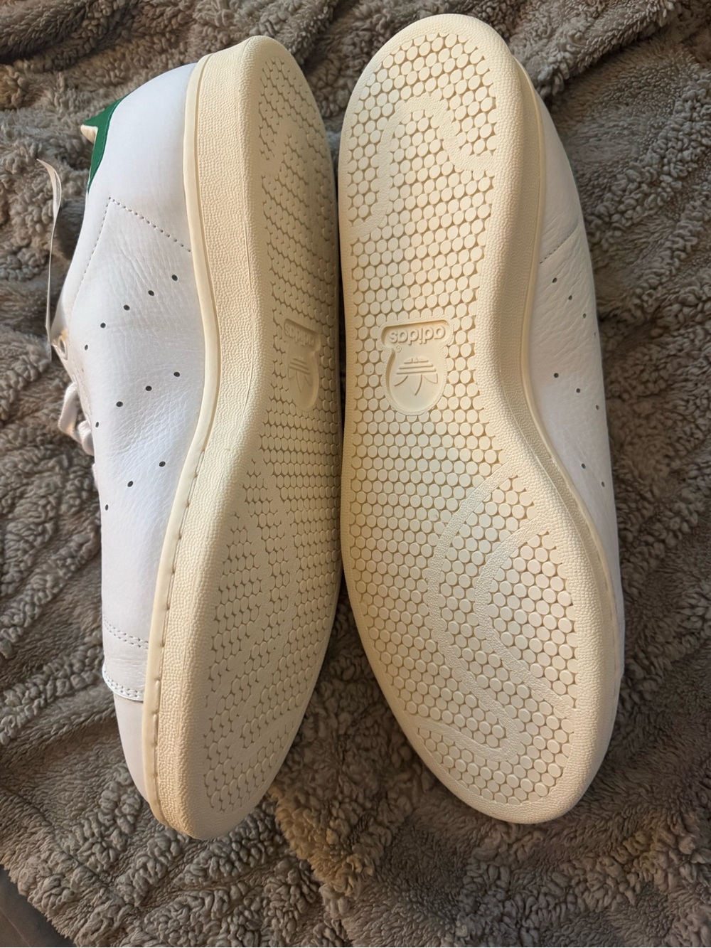 adidas White Leather Stan Smith Sneakers with Green Heel - Picture 3 of 5